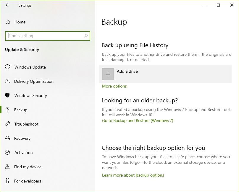 Windows 10 backup