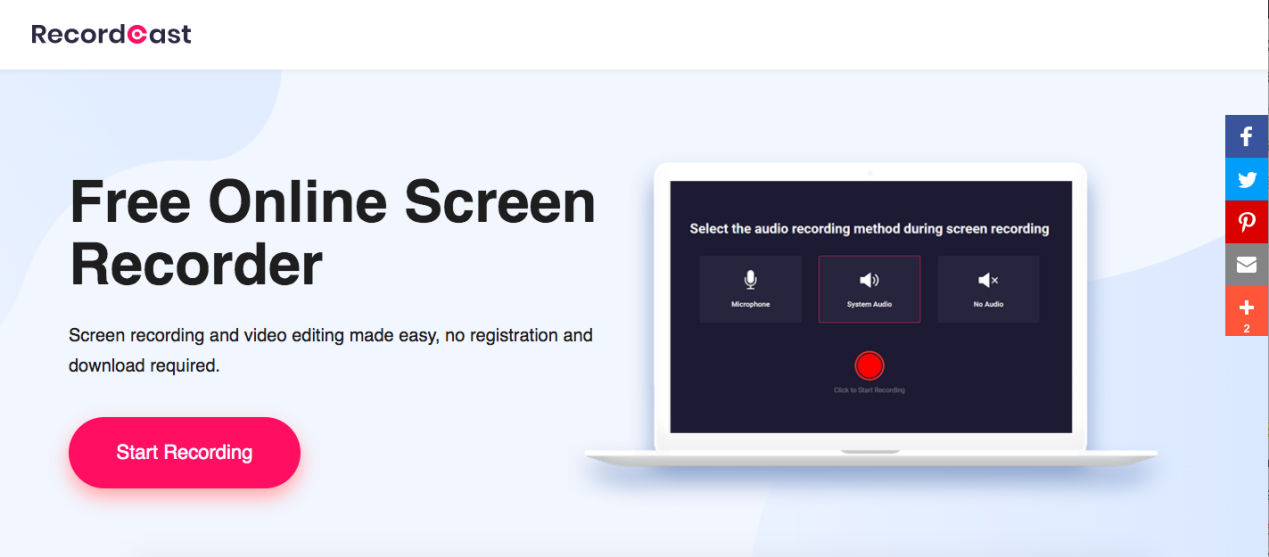 Record Cast, Create a Screencast Easily and Free of Charge